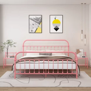 vidaXL Lumarko Szafki nocne, 2 szt., różowo-przezroczyste, metal i szkło 325111 - Szafki nocne - miniaturka - grafika 1