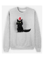 Bluzy damskie - WOOOP Bluza "Christmas Cat" w kolorze szarym - miniaturka - grafika 1