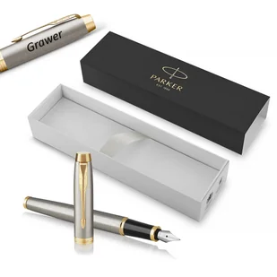 Pióro Wieczne (F) Parker IM Brushed Metal GT z grawerem - Zestawy piśmiennicze - miniaturka - grafika 1
