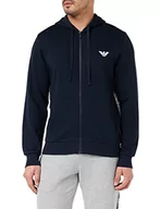 Bluzy męskie - Emporio Armani Underwear Męska bluza Iconic Terry Sweater, granatowa, XXL, morski, XXL - miniaturka - grafika 1