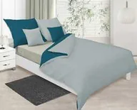 Pościel - Matex Pościel satynowa 160x200 Double Face turkusowa ciemna srebrna 37+42 KG - miniaturka - grafika 1