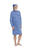 Piżamy damskie - KOSZULA NOCNA MĘSKA 3XL DŁUGI RĘKAW BAWEŁNIANA DLA TATY DZIADKA NIEBIESKA - miniaturka - grafika 1