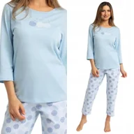 Piżamy damskie - Piżama damska bawełniana Regina 702 niebieska XXL / 44 Niebieski - miniaturka - grafika 1