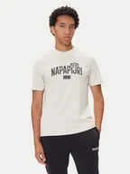 Koszulki męskie - Napapijri T-Shirt S-Funes Ss NP0A88UA Beżowy Regular Fit - miniaturka - grafika 1