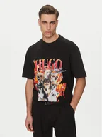 Koszulki męskie - HUGO T-Shirt Dugie 50538259 Czarny Oversize - miniaturka - grafika 1