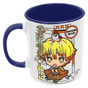 Chibizenitsu Kubek Ceramiczny Prezent Tasse Mug Anime Manga Japan Animation Demon Slayer Tanjiro Nezuko Kamado Zenitsu Inosuke Tomioka Gyuu Shinobu Kocho Akaza, Ciemnoniebieski 330 ml - Kubki - miniaturka - grafika 1