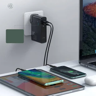 Baseus GaN power bank 10000 mAh ładowarka sieciowa PPS 45 W 2x USB Typ C Quick Charge 3.0 Power Delivery (azotek galu) + kabel USB Typ C 1 m biały (PPNLD-F02) - Ładowarki do telefonów - miniaturka - grafika 13