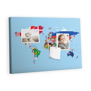 Kolorowy Organizer - Tablica Korkowa z Pinezkami - Mapa flag 60x40 cm - Tablice i flipcharty - miniaturka - grafika 1