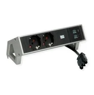 Listwy zasilające - BACHMANN DESK2 2xP40 1xUSB A/C 22W, 0.2m GST18 INOX Italia - miniaturka - grafika 1