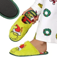 Kapcie męskie - Grinch ANTYPOŚLIZGOWE męskie papcie, ŚWIĄTECZNE kapcie do domu, CIEPŁE 44-45 EU - miniaturka - grafika 1