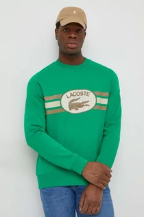 Bluzy męskie - Lacoste bluza bawełniana męska kolor zielony z nadrukiem - grafika 1