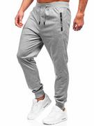 Spodnie sportowe męskie - Szare spodnie męskie joggery dresowe Denley 8K198 - miniaturka - grafika 1