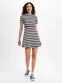 Sukienki - Noisy May Damska sukienka z dżerseju - NMElinor Skater Dress Kobiety Bawełna biały|czarny w paski, S - miniaturka - grafika 1