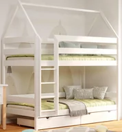 Łóżka dla dzieci i młodzieży - Białe podwójne piętrowe łóżko dziecięce domek z szufladą - Zuzu 4X 190x80 cm - miniaturka - grafika 1