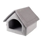 Legowiska dla psów - MATERIAŁOWY DOMEK BUDA LEGOWISKO DLA PSA SZARY VELVET R.2 - miniaturka - grafika 1