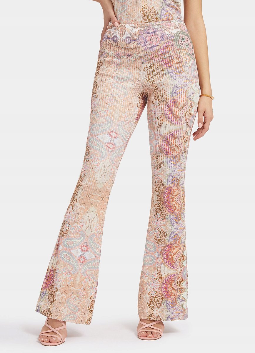 GUESS SPODNIE DAMSKIE CASUAL PALAZZO WZÓR L GGA