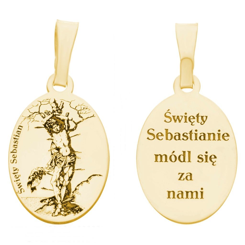 Medalik srebrny Ag 925 pozłacany Św. Sebastian MDC075G