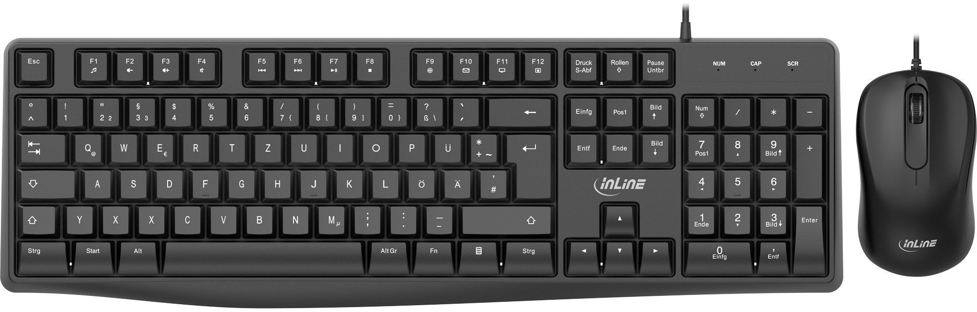 R-GO Tools InLine® Basic Desktop II Zestaw klawiatura-mysz USB-Kabel Standardowy układ DE