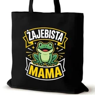 Torby i wózki na zakupy - Czarna torba bawełniana dla MAMY na ramię nadrukiem prezent śmieszna - miniaturka - grafika 1