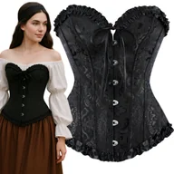 Odzież ciążowa - Gorset Overbust Sznurowany Wiązany Modelujący Talię Gotycki Cosplay Xl Xxl - miniaturka - grafika 1
