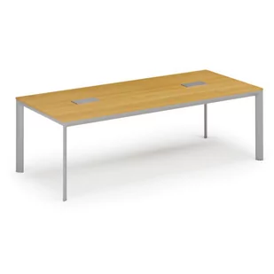 Stół INVITATION 2400 x 1200 x 740, buk + 2x port blatowy TYP III, srebrny - Stoły i stoliki do biura - miniaturka - grafika 1