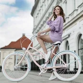 Rowery - Plumbike Rower miejski La Donna Natalie 3B 26 cali damski Różowo-błękitny Raty - miniaturka - grafika 1