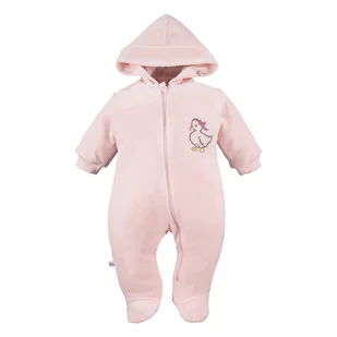 Kombinezon welurowy dziecięcy różowy z kaczuszką 56 - Kombinezony dla dzieci - miniaturka - grafika 1