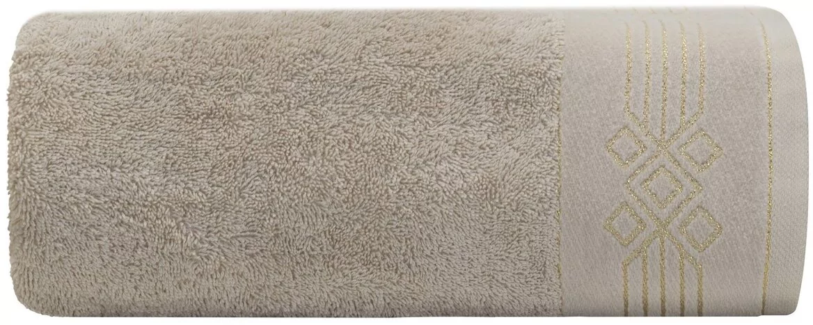 Ręcznik bawełniany, 50x90, beżowy z bordiurą, R173-03