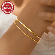 Inne - Elegancka Dwuwarstwowa Bransoletka z Łańcuszkiem Wężowym w Srebrze Próby 925 - Hipoalergiczna, Idealny Prezent dla Niej, Codzienne Noszenie - miniaturka - grafika 1