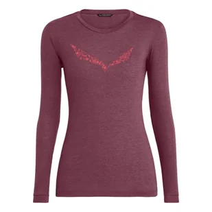 Salewa Salewa Damskie Solidlogo Dry W L/S Tee. Bluzki i T-shirty Rhodo Red Melange 42 00-0000027341 - Koszulki i topy damskie - miniaturka - grafika 1