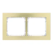 Klawisze i ramki - Karlik Ramka podwójna Deco metal - mosiądz szczotkowany,biały - miniaturka - grafika 1