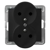Gniazdka elektryczne - Ospel IMPRESJA Gniazdo podwójne z uziemieniem moduł bez ramki czarny metalik GP-2YRZ/m/33 GP-2YRZ/m/33 - miniaturka - grafika 1