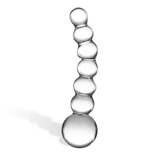 Sztuczne penisy - glas Dildo - Glas Curved Glass Beaded Dildo - grafika 1