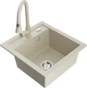 Zlewozmywaki z baterią - Mexen Vito zlewozmywak granitowy 1-komorowy z baterią kuchenną Elia, beżowy - 6503-69-670101-69 - miniaturka - grafika 1