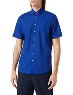 Koszule męskie - Seidensticker Męska koszula z krótkim rękawem, regularny krój, niebieska, rozmiar 38, niebieski, 38 - miniaturka - grafika 1