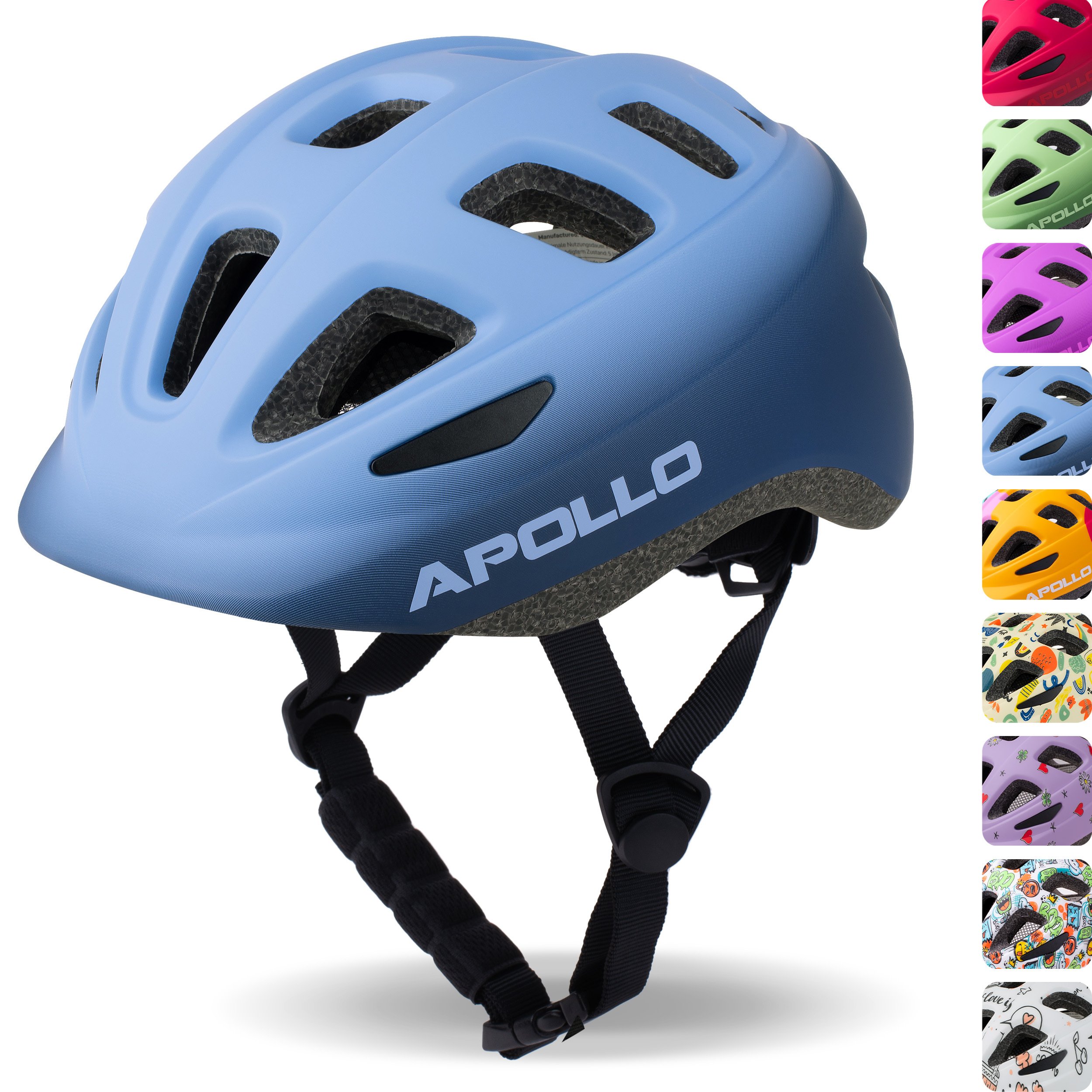 Dziecięcy kask rowerowy Apollo, kask dla dzieci i młodzieży, kask multisportowy - Blue Fade - S (48-52 cm)
