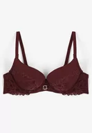Biustonosze - Ciemnofioletowy Biustonosz Typu Push Up z Koronkową Wstawką Mailenne - miniaturka - grafika 1