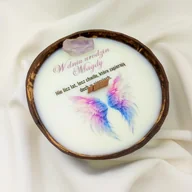 Świece - Świeca w kokosie z naturalnym ametystem /Prezent na urodziny - miniaturka - grafika 1