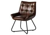 Krzesła - Krzesło Skórzane Iron Label #113 Skóra Naturalna I Metal 60X67X86 Cm B 8446 - miniaturka - grafika 1