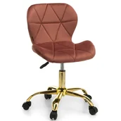 Krzesła - Krzesło obrotowe welurowe ART118S różowe #44, złote nogi - miniaturka - grafika 1