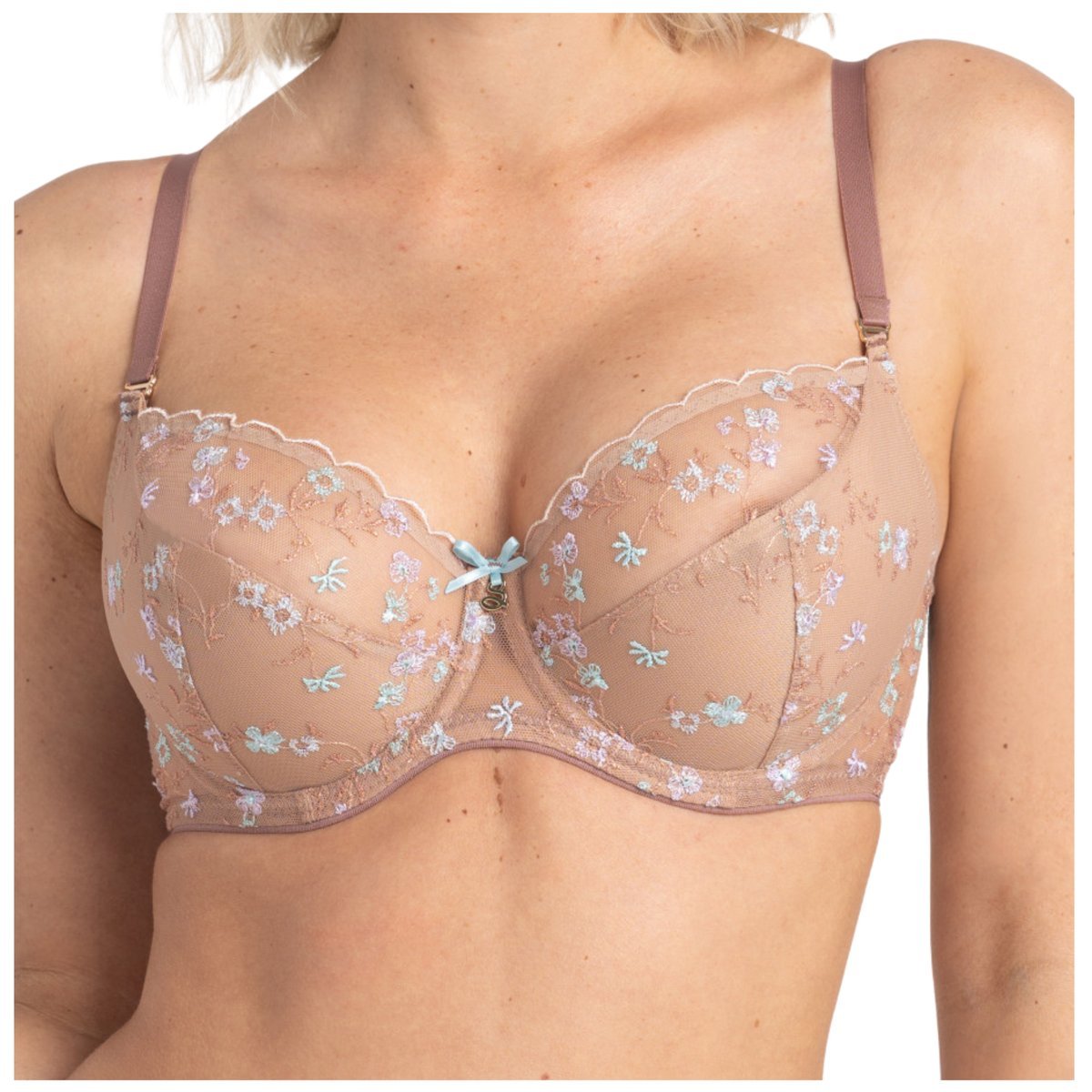 Biustonosz miękki haftowany stanik soft Samanta Margaret A122 cappucino 75F