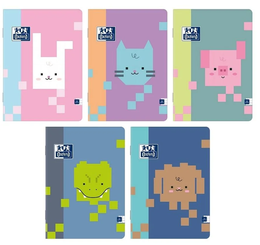 Zeszyt A5 w kratkę 32 kartki Oxford Zoo Blocks 10 sztuk