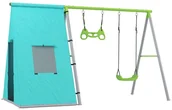 Place zabaw - Plac zabaw do ogrodu z namiotem Deluxe huśtawka, trapez, metalowy stelaż - miniaturka - grafika 1