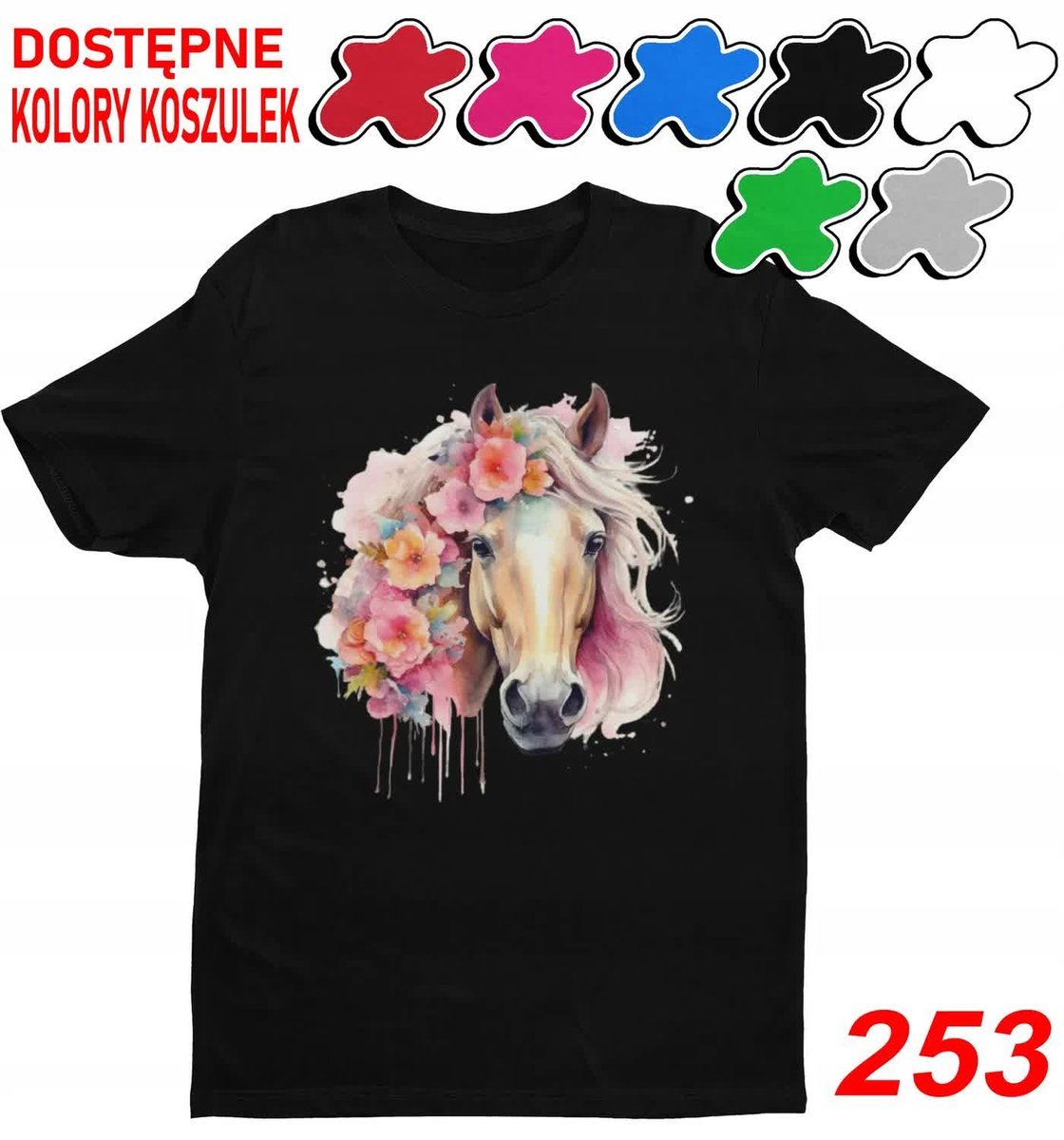 Dziecięca Koszulka T-Shirt Z Nadrukiem Duży Wybór Unicorn Konie -L 146-152