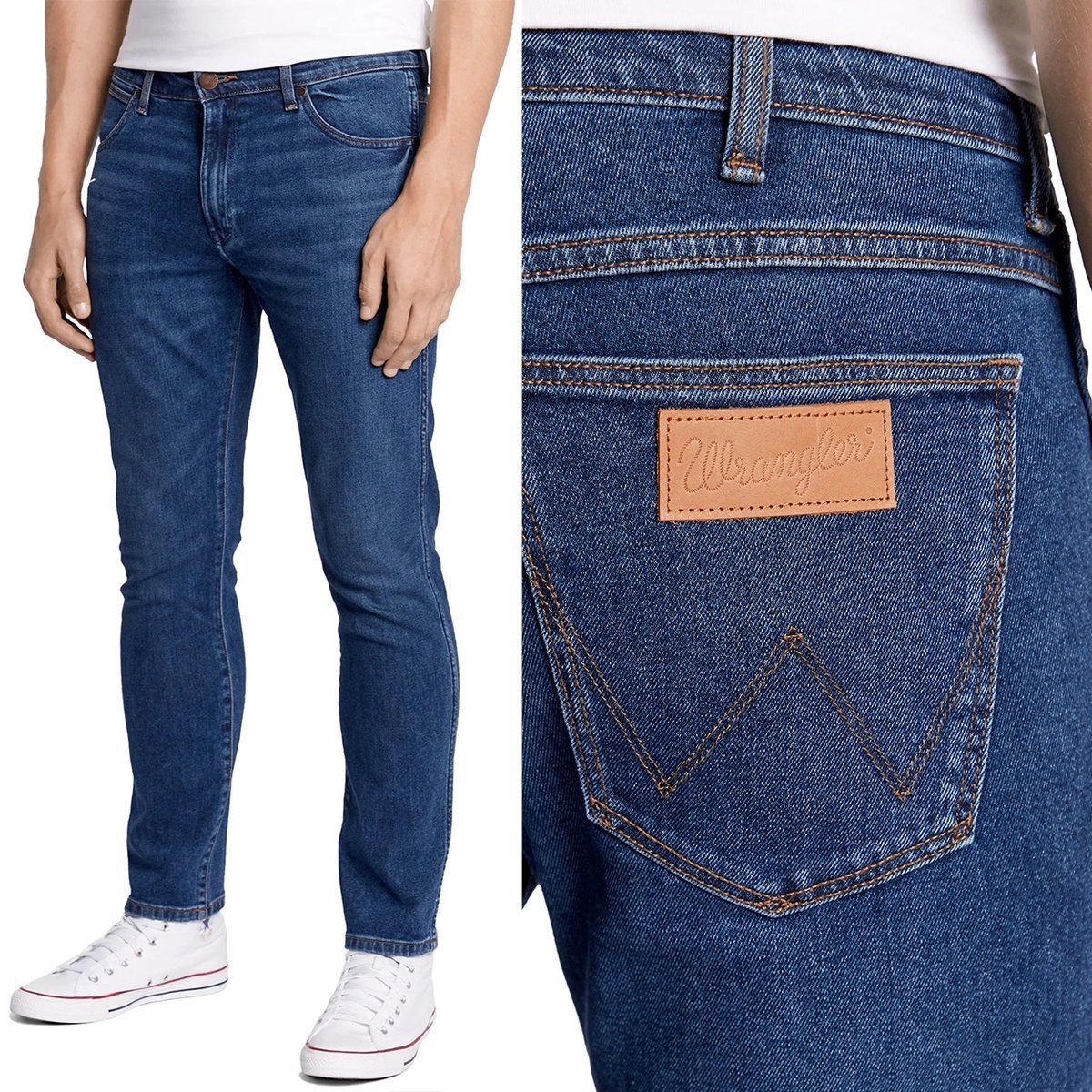 Wrangler LARSTON SLIM TAPERED Country Boy ZWĘŻANE CIEMNY DżINS W38 L30