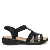 Sandały damskie - Sandały Rieker 64574-00 Czarny - miniaturka - grafika 1