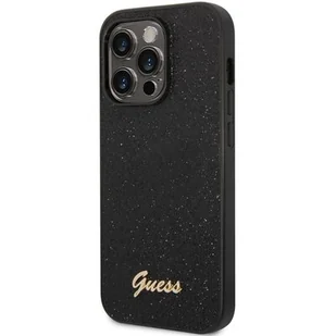 Guess Etui Glitter Flakes Metal Logo na Apple iPhone 14 Pro Max GUHCP14XHGGSHK Czarny - Etui i futerały do telefonów - miniaturka - grafika 1