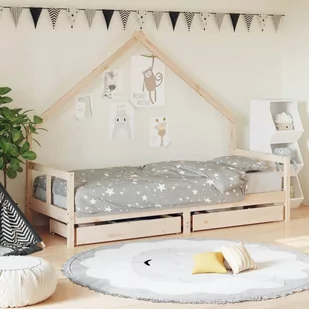 vidaXL Rama łóżka dziecięcego z szufladami, 80x200 cm, sosnowa - Łóżeczka i kojce - miniaturka - grafika 1