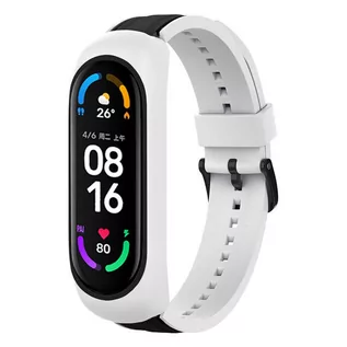 Etui i futerały do telefonów - Strap Dual Color zamienna silikonowa opaska pasek bransoleta bransoletka do Xiaomi Mi Band 6 / 5 / 4 / 3 biało-czarny - grafika 1