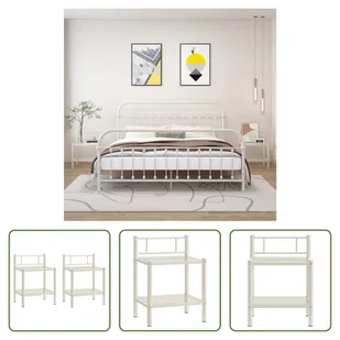 The Living Store Szafki nocne 2 szt. Biały przezroczysty metal i szkło - Szafki nocne - miniaturka - grafika 1